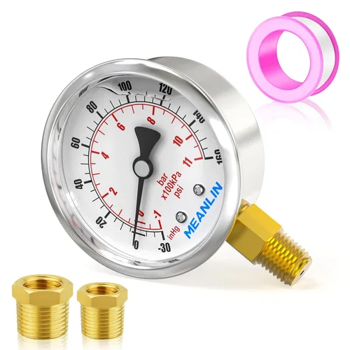 Miniatura 66 de MEANLIN MEASURE - Manómetro de acero inoxidable, relleno de líquido, esfera con cara de 2.5 pulgadas, NPT de 1/4 de pulgada, agua, aceite y gas