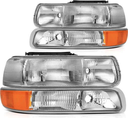 Miniatura 28 de Conjunto de faros delanteros para Chevy Avalanche 1500 2003-2006 para Avalanche 2500 03-06 para 1500 Classic 2007 carcasa negra reflector ámbar