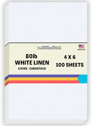 Miniatura 15 de 100 hojas de papel de cubierta de lino blanco brillante 80# – 4.5 x 6.5 pulgadas, invitación 1/2 pulgada más pequeña que 5 x 7 – peso de tarjeta