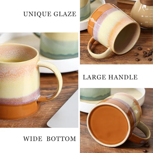 Miniatura 5 de Tazas grandes de cerámica para café, 20 onzas, vasijas de cerámica hechas a mano con asa para oficina y hogar, aptas para lavavajillas y microondas