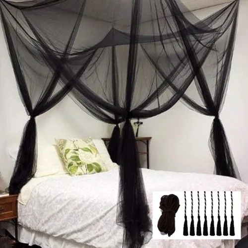Miniatura 6 de Comtelek Dosel de Cama de 8 Esquinas con 100 Luces LED de Cadena de Estrellas Operadas por Batería, Red de Cama Estilo Único de 4 Puertas Cortinas