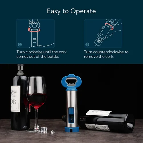 Miniatura 2 de KITCHENDAO Sacacorchos 3 en 1 para abrebotellas de vino con cortador de papel de aluminio, abridor de botellas de cerveza con receptor magnético