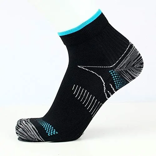 Miniatura 2 de Calcetines de compresión para mujeres y hombres (5 pares) El mejor soporte para tobillo de arco de 15 a 20 mmHg, mejor para correr, ciclismo, Negro