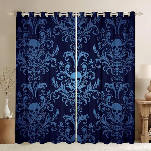 Miniatura 32 de Cortinas y cortinas de damasco turquesa para adultos, cortinas opacas barrocas victorianas antiguas, 2 paneles de 38 pulgadas de ancho x 54 pulgadas
