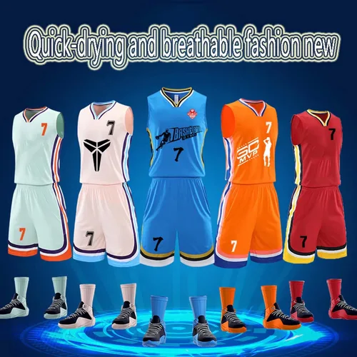 Miniatura 2 de VOLLENC Camisetas de baloncesto para adultos para niños, ropa deportiva transpirable que absorbe el sudor, ropa de entrenamiento, traje deportivo