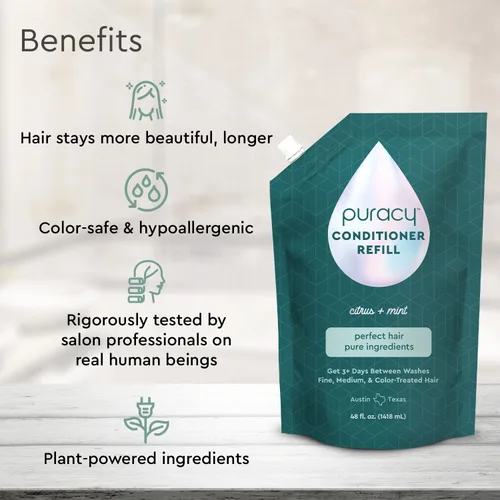 Miniatura 2 de Puracy Acondicionador, los mejores días para cabello fino, medio y tratado con color, cabello perfecto de ingredientes puros, el cabello se mantiene