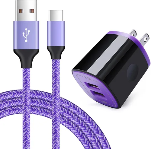Miniatura 9 de Cargador USB tipo C para Moto G Pure/G Play 2026 2024/G Power 2026 2025 2024/G Stylus 5G 2025 2023/G 2025/G Fast/G7/G8/Z4, ANDHOT 2 puertos USB Azul