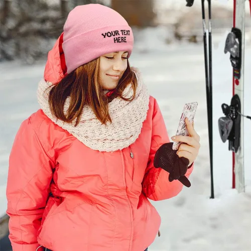 Miniatura 5 de Gorro de invierno para hombres y mujeres, gorro de acrílico con texto personalizado personalizado