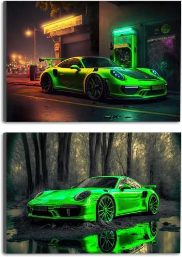 VejiA Póster de auto en lienzo para pared, póster de 911 GT Turbo para hombres, decoración estética de dormitorio (12 x 18 pulgadas, marco 02)