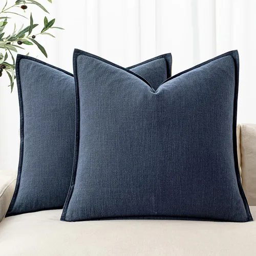 Miniatura 26 de MIULEE - Juego de 2 fundas de almohada decorativas de lino, estilo bohemio, rústico, neutral, para sofá, cama, 16 x 16 pulgadas, color marrón