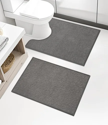 Miniatura 39 de Chakme Juego de 2 alfombras de baño ultrafinas, absorbentes, antideslizantes, lavables a máquina, color negro, 17 x 24 pulgadas / 17 x 30 pulgadas