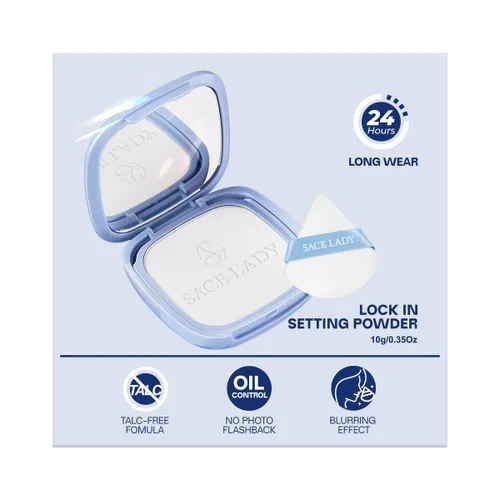 Miniatura 8 de SACE LADY Polvo Facial Impermeable para Fijar Maquillaje, Polvo Compacto Prensado de Control de Grasa para Mujeres, Difuminador de Poros Mate