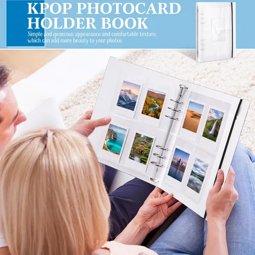 Miniatura 3 de Spakon Mini álbum de fotos con 20 carpetas interiores de 6 anillos para tarjetas fotográficas A5 Kpop, portatarjetas para libros, carpetas