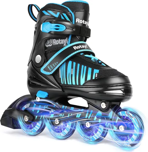 Patines en línea ajustables para niñas y niños con ruedas de luz completa, divertidas cuchillas iluminadoras para principiantes, para niños,