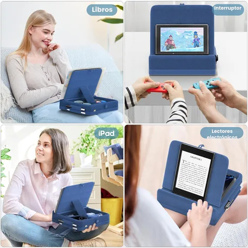 Miniatura 7 de KDD - Soporte de almohada para tableta con almacenamiento, soporte plegable para iPad para regazo, escritorio y cama, base de almohadilla suave