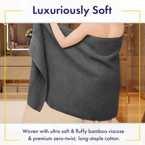 Miniatura 2 de Alusa Home - Toallas de baño ultrasuaves y lujosas de viscosa de bambú - 700 g/m² - Juego de 6 toallas de baño de lujo - Super absorbentes y de Gris