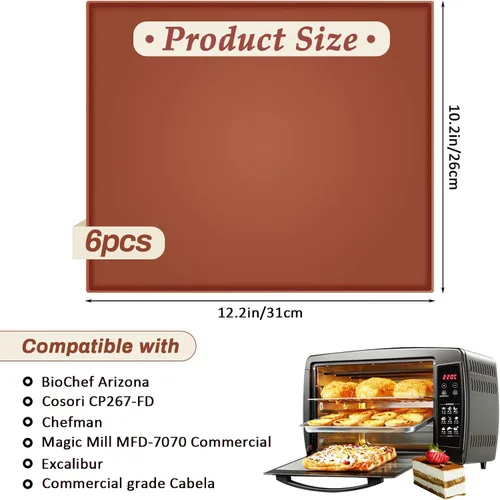Miniatura 3 de 6 hojas deshidratadoras de silicona con borde, alfombrillas deshidratadoras de silicona de 12.2 x 10.2 pulgadas compatibles con Cosori CP267-FD