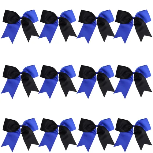 Miniatura 46 de Lazos de animadora jumbo de 8 pulgadas con diamantes de imitación brillantes para cola de caballo, lazos de porrista, 6 unidades, color negro