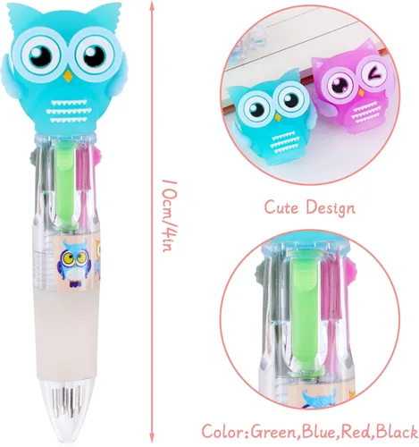 Miniatura 2 de 12 bolígrafos pequeños y bonitos en uno, bolígrafos de gel retráctiles 4 en 1, divertidos bolígrafos de dibujos animados para niños, mujeres