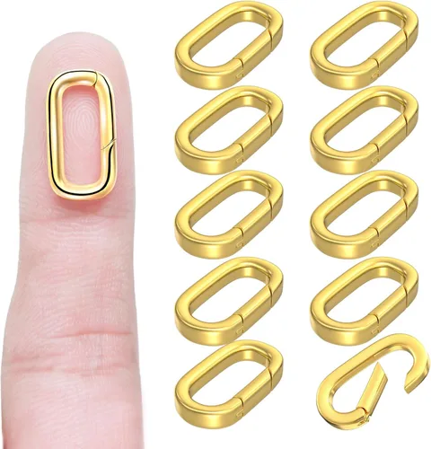 OHINGLT 10 piezas de cierres de colgante con clip mosquetón – cierre y cierres de collar de oro de 18K, conector de encanto de pulsera para mujeres