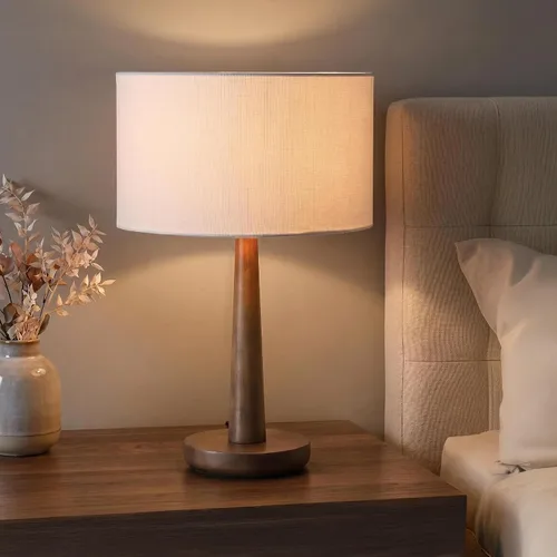 Miniatura 5 de Lámpara de mesa moderna de 18.5 pulgadas con base de madera de nogal, lámpara de escritorio regulable con certificación UL y mesita de noche