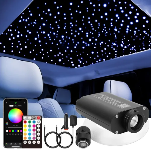 Miniatura 15 de CHINLY Kit de 260 luces de estrella de 16 W, 260 unidades, 6.5 pies, 0.03 pulgadas, luces de fibra óptica RGBW, aplicación y control remoto, kit