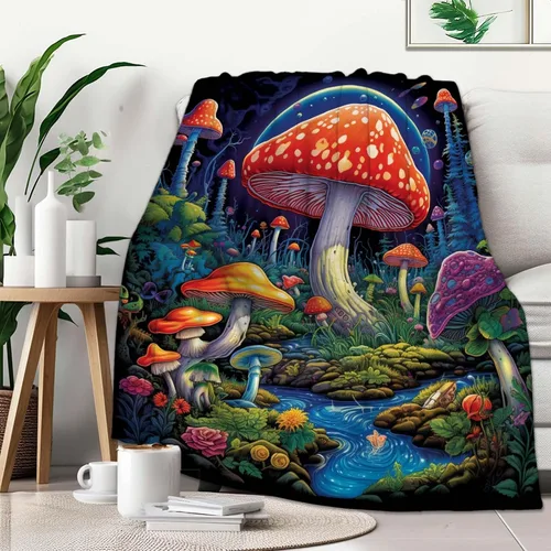 Manta de Hongo, Regalo de Hongos para Hombres y Mujeres, Decoración Suave de Habitación Estilo Hippie Cottage Core, Flecha Ligera, 30x40 pulgadas,