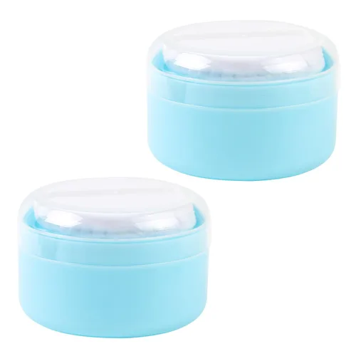 2 unidades de soplo de polvo de cuerpo grande y recipiente con tamiz para bebé después del baño, estuche de polvo vacío de talco para mujeres, Azul