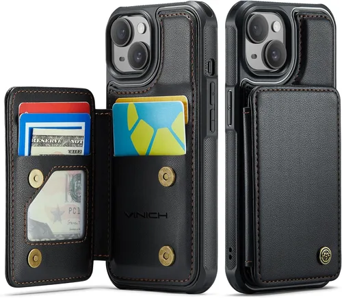 Miniatura 62 de Vinich Funda tipo cartera para iPhone 11 con tarjetero, bloqueo RFID, ranuras de crédito, función atril, a prueba de golpes, para iPhone 11 de 6.1