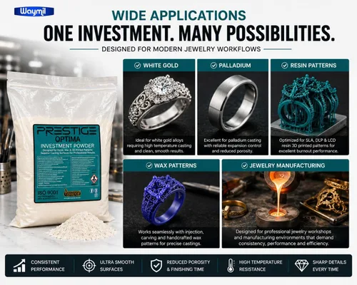 Miniatura 5 de Prestige OPTIMA - Polvo de inversión para fundición de joyas, inversión en yeso para resina, cera y patrones impresos en 3D, superficie ultra lisa