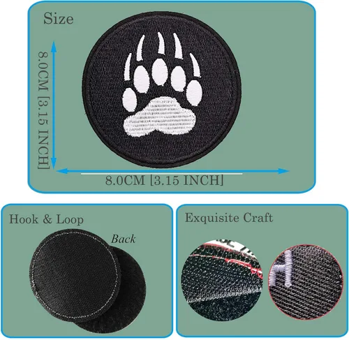 Miniatura 2 de Parche de pata de oso negro de 3 pulgadas – Gancho de garra de oso bordado con lazo táctico para chaleco, sombrero, bolsos, chaquetas, ropa, mochila