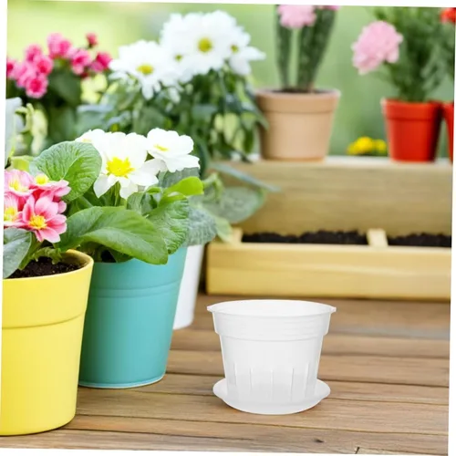 Miniatura 3 de Maceta de orquídeas para interiores, 1 juego de agujeros de ventilación, prácticas macetas redondeadas con bandeja transpirables, macetas