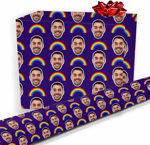 Miniatura 22 de Papel de regalo personalizado, divertido papel de regalo para cara, foto, nombre, Día del Padre, rollo de regalo para papá, hombres, mujeres, niños