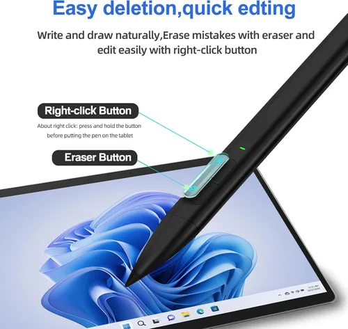 Miniatura 3 de Lápiz capacitivo para Microsoft Surface, JvKzaen Lápiz delgado para Surface con 4096 niveles de presión, batería de larga duración de 66H, carga