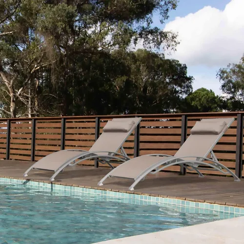 Miniatura 15 de domi outdoor living Domi - Juego de 2 sillas de salón de aluminio para exteriores con 5 posiciones ajustables, tumbona al aire libre para piscina