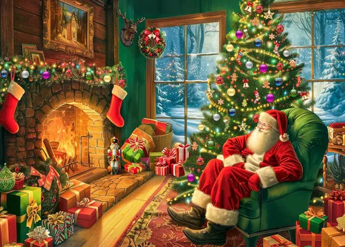 Miniatura 12 de Rompecabezas de Navidad de 1000 piezas, rompecabezas de Navidad de Santa Claus, rompecabezas de Navidad de Cabaña de Santa, rompecabezas de Navidad