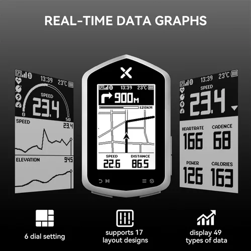 Miniatura 3 de XOSS NAV Plus - Computadora de bicicleta GPS con Bluetooth, 2.4 pulgadas Ant+ Bike Computadora inalámbrica con batería de 33 horas de duración, IPX7