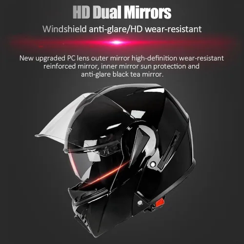 Miniatura 3 de Casco de motocicleta Bluetooth aprobado por DOT - Casco modular de cara completa con visera doble abatible, carcasa de ABS, sistema de ventilación