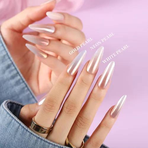 Miniatura 7 de Teenitor Polvo de uñas cromado, polvo Crome para uñas de gel con gemas de uñas, polvo de cromo para uñas de perlas para uñas, polvo iridiscente