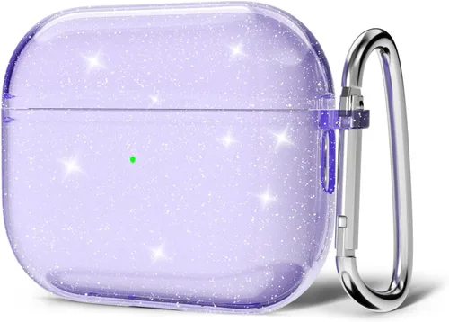 Miniatura 37 de Svanove Funda para Airpods Transparente con Purpurina, Funda Brillante y Bonita para Airpods de 1ª y 2ª Generación con Llavero, Carcasa Rígida