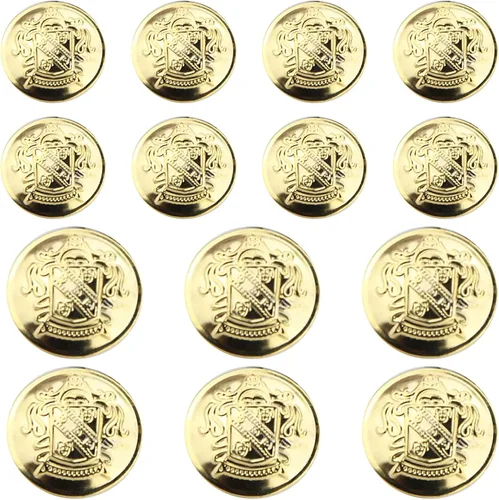 Juego de 14 botones de metal para blazer, botones dorados para blazer, botones metálicos extraíbles sin costuras de 0.71 pulgadas y 0.91 pulgadas,