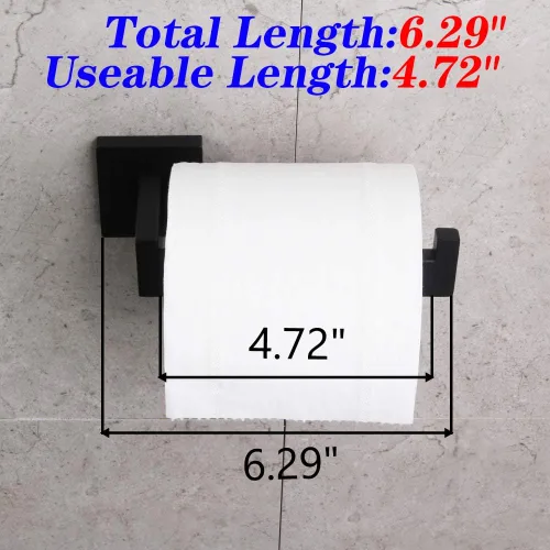 Miniatura 5 de GERZWY Juego de accesorios de baño negro mate SUS304 acero inoxidable ducha de baño conjunto 2 piezas (soporte de papel higiénico toalla anillo)
