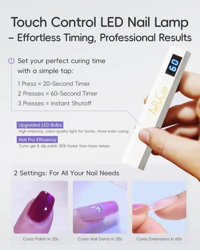 Miniatura 5 de Luz UV de mano para uñas de gel - Secador de esmalte de gel de mano inalámbrico, mini lámpara de uñas, 2 modos de temporizador y carga rápida USB-C