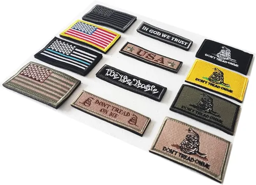 Miniatura 2 de 12 piezas de parches de bandera estadounidense, juego de parches tácticos de moral con bordado completo, cierre de gancho y bucle para gorras