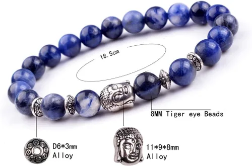 Miniatura 3 de Joya brazalete con gemas redondas de 8 mm, brazalete para los chacras, regalo de cumpleaños