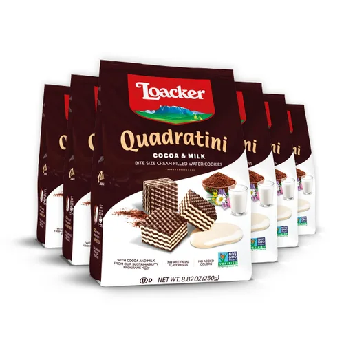 Miniatura 26 de Loacker Quadratini - Paquete grande de galletas de oblea variadas con sabor a frutas - Mezcla de limón, vainilla y yogur de frambuesa - Galletas