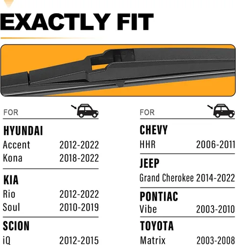 Miniatura 2 de AUTOBOO Repuesto de limpiaparabrisas trasero de 11 pulgadas para Jeep Grand Cherokee 2014-2022, Toyota Prius V 2012-2017, Matrix 2003-2008, Kia Soul