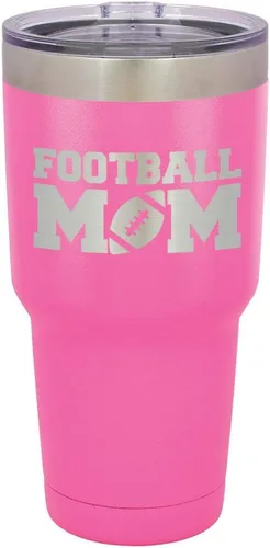 Miniatura 17 de FOOTBALL MOM - Vaso negro de 30 onzas con popote y tapa superior deslizante Taza de viaje de acero inoxidable Comparar con Yeti Rambler