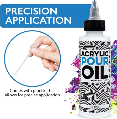 Miniatura 3 de Impresa Aceite de silicona para verter acrílico, botella transparente de 4 onzas con pipeta, aceite acrílico para verter y aditivo de pintura