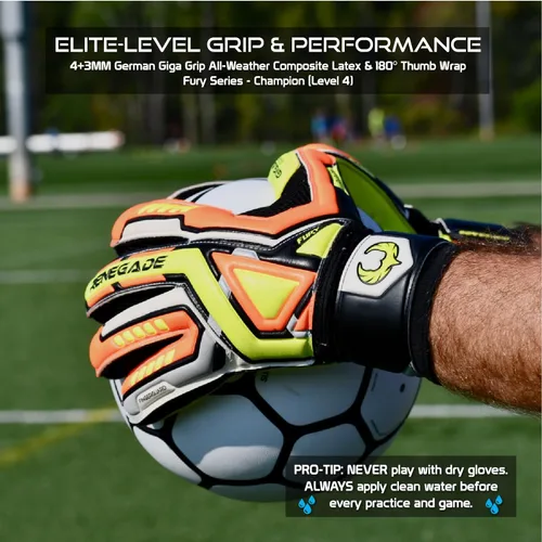 Miniatura 4 de Renegade GK Fury - Guantes de portero de alto rendimiento, protección antimicrobiana (tallas 6-11, 7 estilos, nivel 4), protectores de dedo Pro-Tek